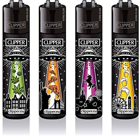 Clipper Feuerzeug 4er Set: (UFOs)
