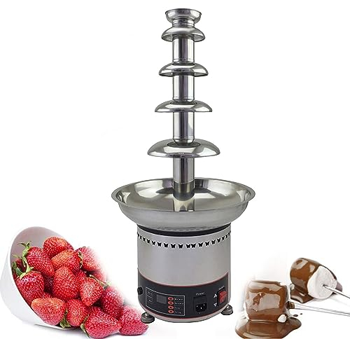 GIZMIT Fondue de Fuente de Chocolate, 4/5/6/7 Niveles Fuente de Chocolate eléctrico Máquina de fusión de Fondue de Acero Inoxidable Máquina de fusión para cocinar Cumpleaños de Bodas,5Tier