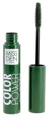 Mascara Color Power Miss Den - Mascara a colori intensi, effetto volume e allungamento, colore verde 408