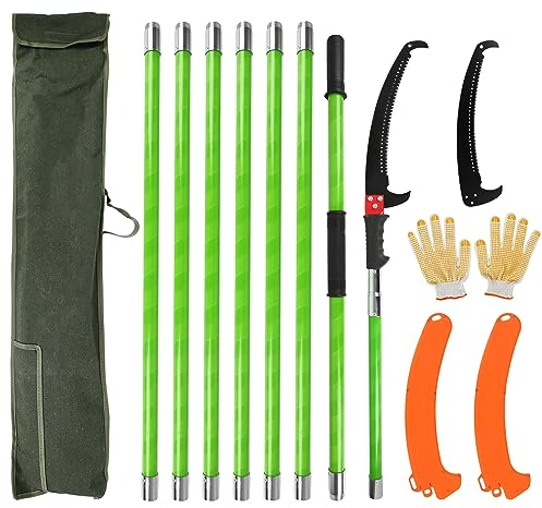 CEIEVER Astsäge mit Stiel 8m Astsäge Teleskop Baumsäge Einstellbare Länge Baumsäge Gartengeräte Set mit Tragetasche und Handschuhen,für Astungsarbeiten und Baumpflege