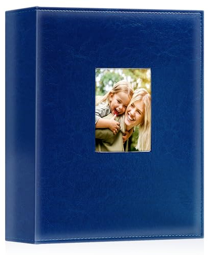 Ywlake Fotoalbum 10x15 400, Großes Leder Einstecken Einsteckalbum für Hochformat Fotos Bilder Blau