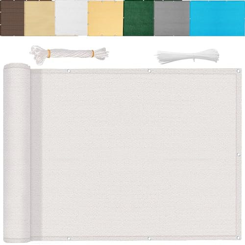 Recinzione Copertura per Balcone Giardino 75 x 400 cm Recinzione Copertura Schermante per Balcone Privacy Resistente alle intemperie per Recinzione, Bianco