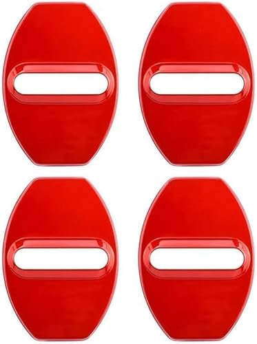 TENREV 4 Stück Auto TüRschloss Abdeckungen für VW Golf 2010-2020, Edelstahl Auto Türschloss Abdeckung Schutz Zubehör,B-Red