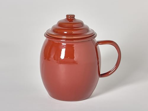 Puchero cafetero porcelana esmaltado color teja tamaño cafetero 0,5 litros