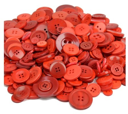 Yurosiay Bunt Knöpfe Set 600 Stück Harz Bastelknöpfe 2/4 Löcher Rund Kunststoff Knöpfe Kinderknöpfe Gemischte Größen Plastikknöpfe DIY Knöpfe zum Basteln Nähen Painting Geschenk Deko Rot 1#