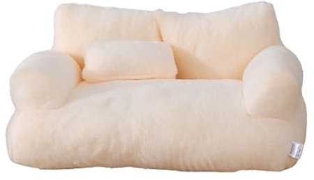 YIQIYOU Katzenbett Flauschig und weich Katzensofa Haustiersofa Hundesofa mit Rutschfester Unterseite, Katzen Bett Bezug in Waschmaschine waschbar(Beige,XL)