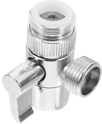 FOYTOKI Divisor de Ducha de Cobre y Abs 1 Entrada y 2 Salidas, Práctico y Fácil de Instalar, Adaptador para Lavadora y Ducha en Color Plata