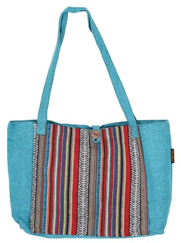 GURU SHOP Ethno Yogamattentasche, Tasche Für Yogamatte, Yogatasche, Strandtasche, Shopper - Petrol, Unisex - Erwachsene, 30x45x15 cm