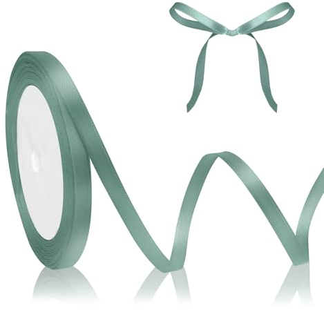 Altgrün Satinband Schleifenband Grün 23m, 6mm Breite, Geschenkband Grün Dekoband Hochzeit, Stoffband für Basteln Halloween Weihnachten Taufe Geburtstag Geschenkverpackung Deko Salbeigrün Seidenband