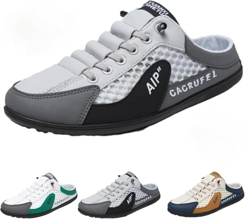 WINDEHAO Chaussures de sport pour homme avec le dos découvert, décontractées, estivales, respirantes, douces, pantoufles de jardin sportives, gris, 43 EU