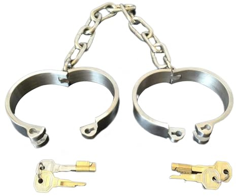 304 Edelstahl Oval Knöchel Manschette Mit Kette Stealth Schloss Fußschellen Fesseln mit Schloß und Schlüßel BDSM Slave Sex Werkzeug Erotik Sexspielzeug für Frau Männer Paare,Männlich,Silber