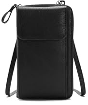 PORRASSO Handy Umhängetasche Damen Geldbeutel Handytasche Schultertasche Crossbody Bag Schultertasche Schwarz