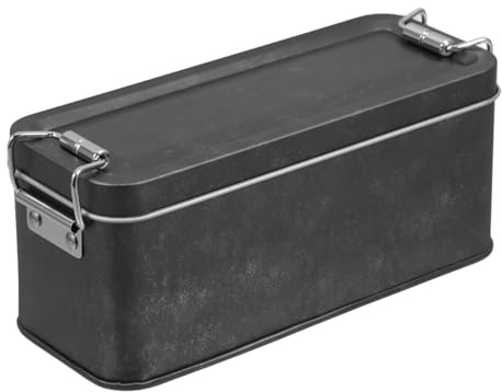 minkissy Tinplate Case with Lid Retro Storage Box for Cookies Packing Box Metal Biscuit Container Multi-Use Candy Case Small Black Storage for Home Wedding Favors