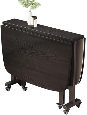 Ausziehbarer Esstisch aus Holz mit Universalrollen und Tropfenblatt-Design, platzsparend, runder Rand, Küchentisch für Wohnzimmer, Schmetterling-Design für kleine Räume