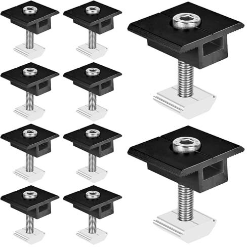 Solarmodul Halterung Mittelklemmen 30mm Schwarz: Solarpanel Halterung, 10 Stück Befestigung Solarmodul, T-förmige Mittelklemme PV Photovoltaik-Solarmodulträger Mittelspannung für Gerahmte Panels
