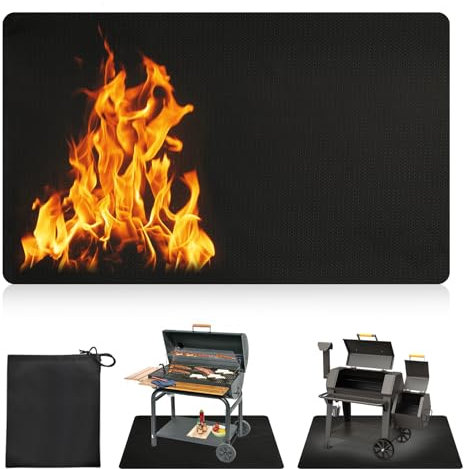 Alfombra Ignifuga para Chimenea, 165x122cm Alfombra Barbacoa Exterior, Base ignífuga Resistente al Calor hasta 2000℉, Protector Suelo Chimenea de Estufa de Leña