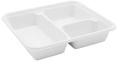 Generico 25/100 Piatti usa e getta VASSOI a 3 scomparti in BAGASSA | 22X19 CM | PIATTI 3 PORZIONI MONOUSO biocompostabile (100 PEZZI)