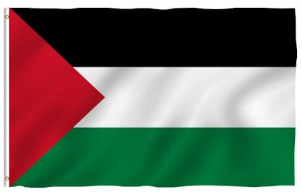Bandiera nazionale con occhielli in ottone, 150 x 90 cm, resistente alle intemperie, per asta, 100% poliestere (Palestina)