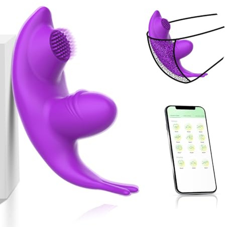 ZWFUN Butterfly Vibrator Vibration für Frauen mit 9 Vibrationsmodi Auflegevibrator Liebeskugeln für die Frau Vibro ei mit Bluetooth APP-Steuerung für unterwegs Sex Toy Sexspielzeug für frauen (Lila-A)