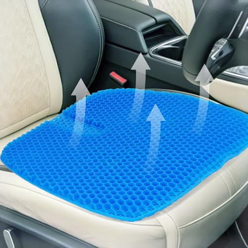 Mycketop Gel Car Seat Cushion, Cooling, Thick, Large, Breathable for Long Sitting Comfort, Pressure Relief for Back, Hip, Sciatica, Ergonomic Seat Pad for Car, Office, Wheelchair, Gaming (Dark Blue)
