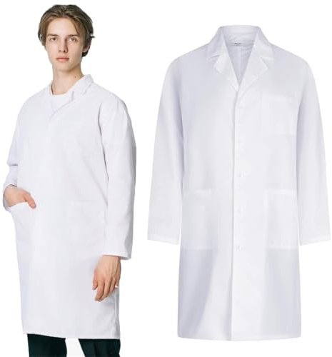 NHQZ Blouse de Laboratoire Blanche pour Femmes et Hommes, Blouse de Laboratoire de Chimie, Blouse de Médecin Unisexe, Vêtements de travail et uniformes