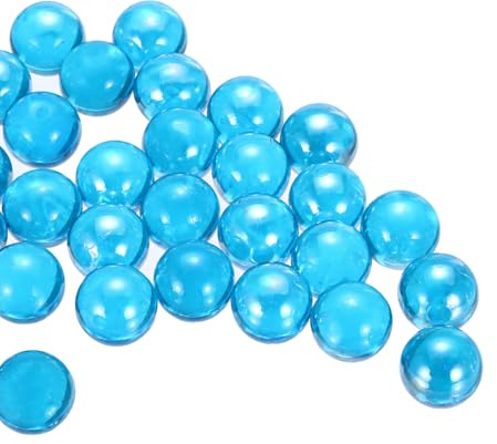QUARKZMAN Glasperlen runde Glas-Edelsteine Hellblau 0,60 lbs 0,63 | 1 Set, Glas-Murmeln Kieselsteine, für Vasenfüller Aquarium Dekor DIY Handwerk