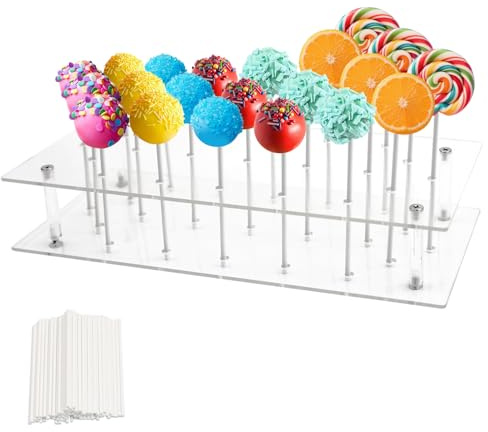 ZHAO GE Cake pop stiele,Cake Pops Ständer mit 100 Cake Pops Stiele, Cake Pop Ständer, Cake Pop Stiele, Cakepop Stiele für Süßigkeiten Partei und Andere Partei Festliche Dekoration