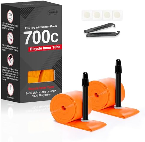 Hycline 2er-Pack TPU Fahrrad Schlauche: 700x18-32C (28 Zoll) Rennrad Unisex Ultraleichter Schlauch Presta-Ventil 45mm/65mm/85mm with 2 Reifenheber