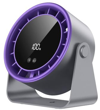 Desk Fan, USB Desktop Fan, Quiet Table Fans with LED Display & Long Battery Life, 100 Speeds, 90° Adjustable Tilt, Portable Cooling Fans for Bedroom, Office, Kitchen, Home, Camping (Grey)