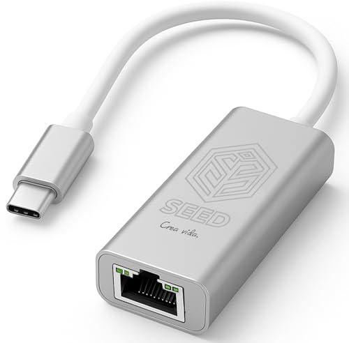SEED Adaptador Ethernet USB C RJ45 - USB Tipo C + Compatible con Microsoft - MacBook Pro - iPad Pro - Windows - Y Más - Gigabit Ethernet - Adaptador de Red LAN 1000Mbps - Adaptador Red Ripo C a RJ45