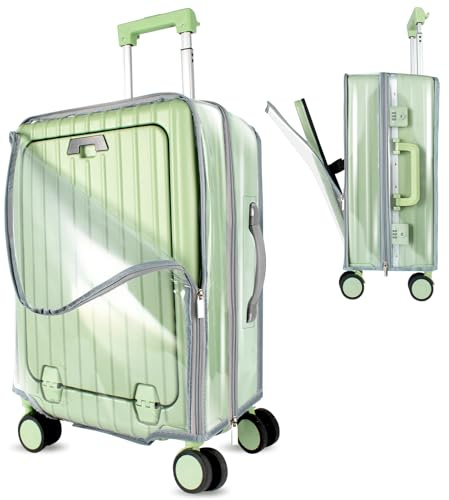 Clear PVC Suitcase Cover Protector, Carry on Luggage Protective Covers for Wheeled Suitcase Waterproof Dustproof Anti-scratch, Special Designed for 20 Luggage with Front Open Pocket, No Disassembly
