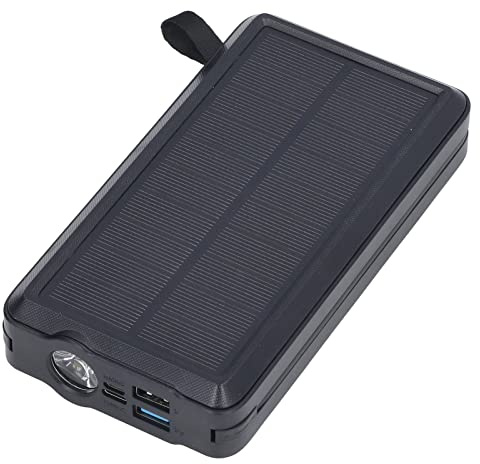 Fafeicy LED Solar Power Bank 30000mAh Portable Charger med Inbyggda 4 Kablar Monokristallin Panel för Utomhuscampingvandring