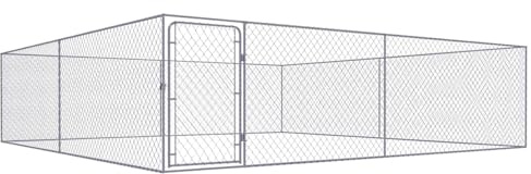 Rantry Outdoor-Hundezwinger Verzinkter Stahl 4 x 4 x 1 m Hundehütte im Freien Hundetüren, Möbel Model170820