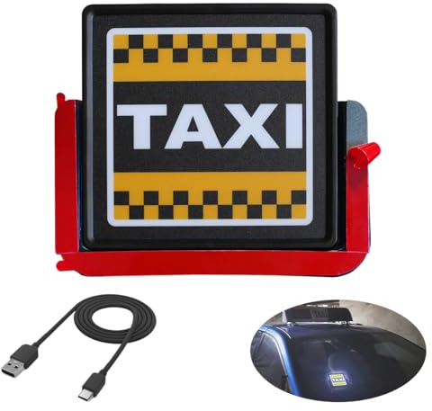 VILIERY Autocollant TAXI rechargeable pour plaque de pare-brise, panneau lumineux LED amovible, livré avec support de montage