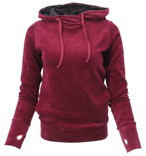 GURU SHOP Nicki-luvtröja, mjuk huvtröja, sammetströja, dam, syntetisk, Vinröd, 40