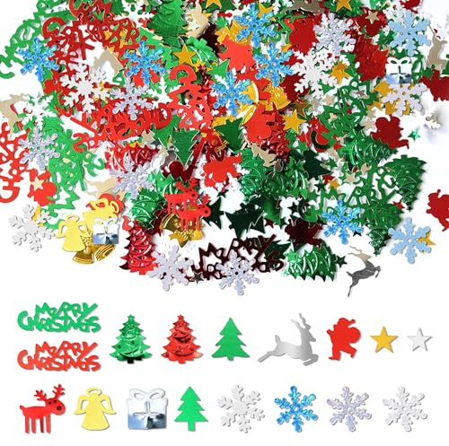 PYSEOSISE Konfetti Weihnachten Deko, 90 g Streudeko Weihnachten, Schneeflocken Weihnachts Konfetti für Weihnachtsdeko Party Fotorequisiten