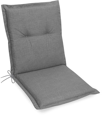 Gardissimo Niederlehnerauflage Premium Grau, Gartenstuhlauflagen 100 x 50 x 8 cm, Polsterauflage UV-Lichtecht mit Schaum-/Vliesfüllung, Baumwollmischgewebe, Bindebänder und Halteband