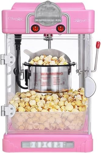 JMOUZHG Home Cinema & Party Fully Automatic Popcorn Maker Machine - Easy Quick, & Fun Popcorn Popper for Movie Nights and Gatherings (Pink)