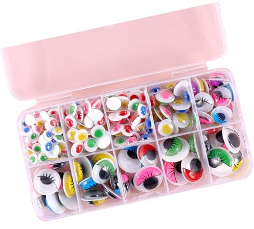 jojnsha 260/350/750/1380 Pièces Adhésifs Yeux Mobiles Artisanat Rond pour Artisanat Autocollant Oeil pour Scrapbooking Crochet Jouet Wiggle Adhésif pour Animaux Crochet