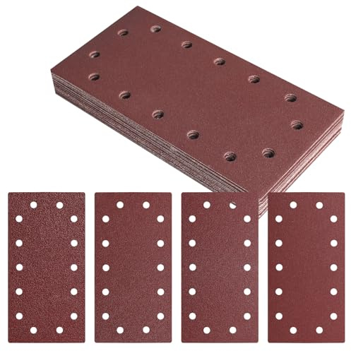 Bubuny Schleifpapier 20 Stück 230x115 mm Klett Schleifblätter mit 14 Löchern für Schwingschleifer Körnung 40 80 120 180 Schleifpads für Holz Metall Lack Polieren Renovierung