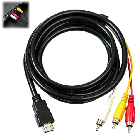 GaxmLou Convertisseur HDMI vers 3RCA Audio Vidéo Composite 1080P, Convertisseur RCA vers HDMI, Adaptateur HDMI vers AV CVBS PAL/NTSC pour téléviseur, lecteur DVD, PS3, magnétoscope
