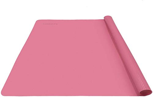 LONGFITE 60 x 50 cm (24 x 20 tum) extra stor bakmatta i silikon, mångsidig non-stick bakverk, värmebeständig halkfri bordsduk, bänkskydd (extra stort rosa)