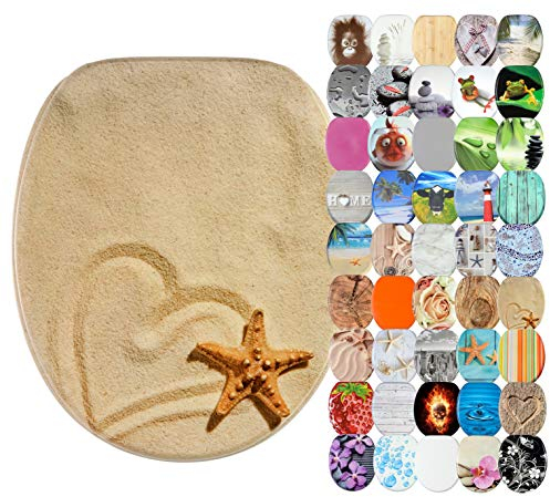 Sanilo WC Sitz ohne Absenkautomatik, viele neue Toilettendeckel zur Auswahl, hochwertige Oberfläche, stabile Scharniere, leichte Montage (Sandy)