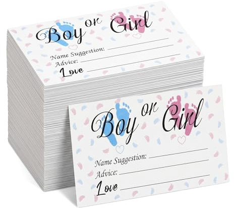 50 Gender Reveal Party Voting Cards,Baby Shower Game Cards, Boy or Girl Vote Gender Reveal Game Cards for Baby Shower Party Supplies, Blue and Pink, 3.5 x 2 Inches