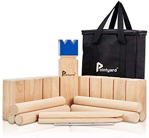 Pointyard Kubb Hof-Spiel-Set, Outdoor-Spiel für Familienspaß, Hofspiel für Erwachsene und Kinder, Hinterhof-Party-Spielzeug mit Tragetasche (7,6 cm)