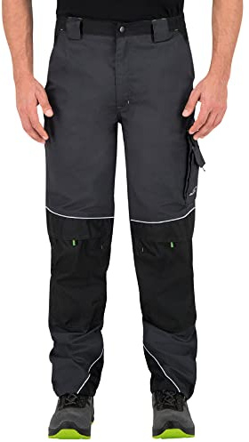 BWOLF Brave Arbeitshosen Männer Arbeitshose Herren Arbeitshose mit multifunktionalen Seitentaschen, Rückentaschen und Kniepolster-Taschen + verstärkt mit 600D Polyester (Grau, L)