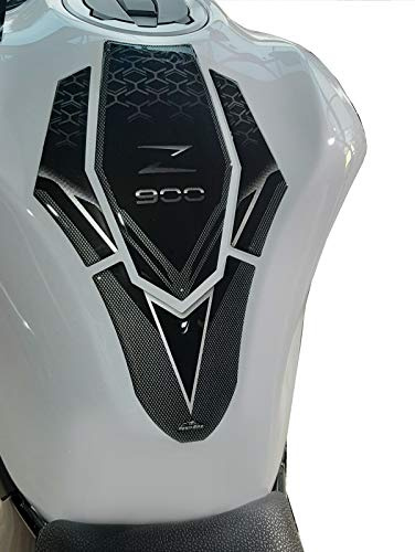 Resin Bike Autocollant Moto Compatibles avec Kawasaki Z900 2021. Protection de Réservoir Contre Les Chocs et Les Éraflures. Autocollant 3D Résinés Version Universelle - Noir et Argent