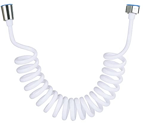 Flessibile Doccia a Molla in ABS,Telescopico Tubo Doccia,Flessibile Doccia a Spirale per Soffione Bidet,Adatto per WC Sprayer Rubinetto und Spruzzatore da Lavandino(3M,Bianco)