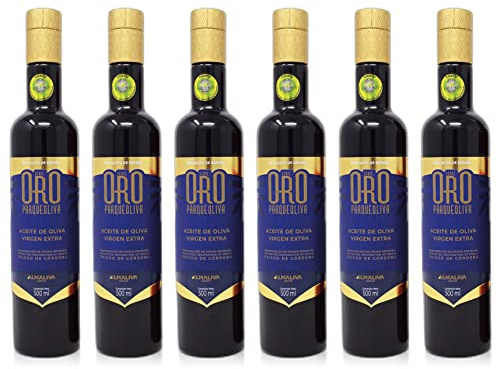 PARQUEOLIVA SERIE ORO - Aceite de Oliva Virgen Extra (Variedades Hojiblanca y Picuda) - Pack de 6 botellas de 500 ml