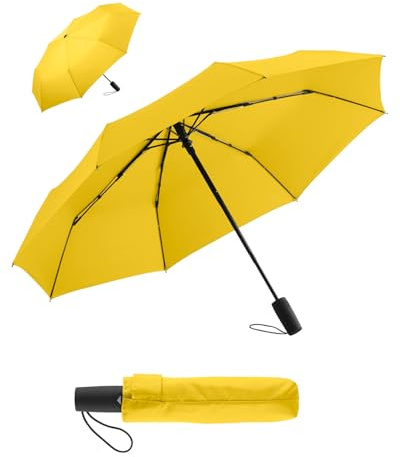 FARE Mini-Taschenschirm – Premium-Regenschirm öffnet-schließt-automatisch flexibel windsicher stabil kompakt wasserdicht; Markenschirm 60 Jahre Erfahrung aus Deutschland (gelb)
